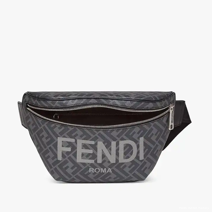 Vintage HOT ROMA In Fendi Motif Bag FF Black Logo Belt Fabric 0705